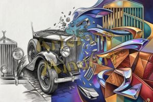 MindArt 003 Rolls Royce transforming into surreal abstract