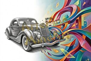 MindArt 009 Art Deco car transforming into abstract