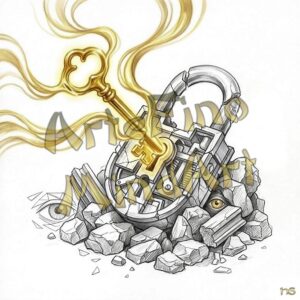 MindArt 3001 Golden key entering fragmented lock