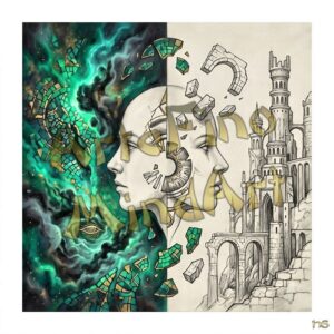 MindArt 3003 Two face profiles separating worlds